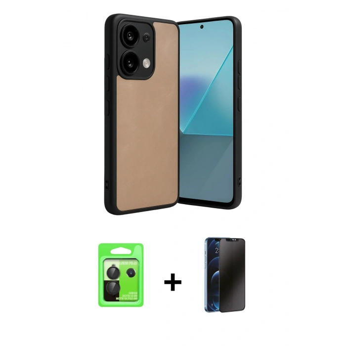 MARSİLYAN™- Redmi Note 13 Pro 5G Kılıf Kıvılcım Işık Serisi - Siyah 3D Antistatik Hayalet Cam Ekran Koruyucu + Raze Metal Kamera Lens - SH