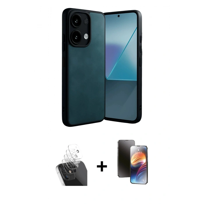 MARSİLYAN™- Redmi Note 13 Pro 5G Kılıf Kıvılcım Işık Serisi - Siyah 3D Antistatik Mat Seramik Nano Ekran Koruyucu + Şeffaf Kamera Lens Koruma Cam