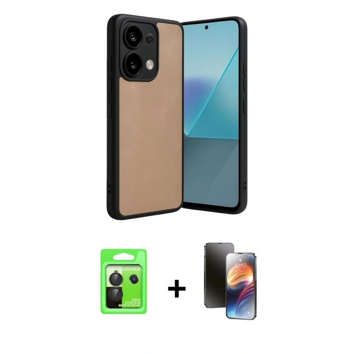 MARSİLYAN™- Redmi Note 13 Pro 5G Kılıf Kıvılcım Işık Serisi - Siyah 3D Antistatik Mat Seramik Nano Ekran Koruyucu + Raze Metal Kamera Lens - SH