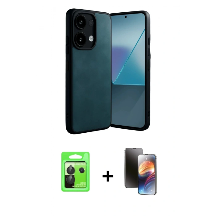 MARSİLYAN™- Redmi Note 13 Pro 5G Kılıf Kıvılcım Işık Serisi - Siyah 3D Antistatik Mat Seramik Nano Ekran Koruyucu + Raze Metal Kamera Lens - SH