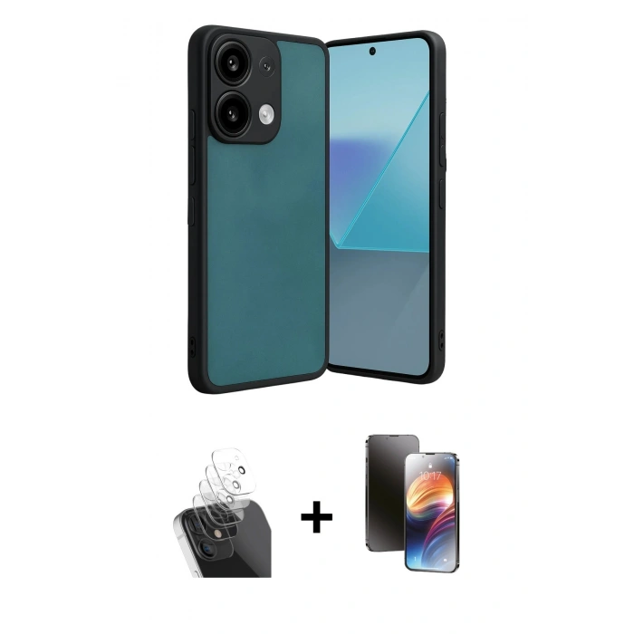 MARSİLYAN™- Redmi Note 13 Pro 5G Kılıf Kıvılcım Işık Serisi - Siyah 3D Antistatik Mat Seramik Nano Ekran Koruyucu + Şeffaf Kamera Lens Koruma Cam