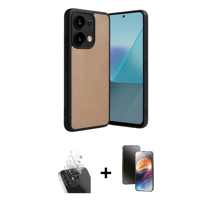 MARSİLYAN™- Redmi Note 13 Pro 5G Kılıf Kıvılcım Işık Serisi - Siyah 3D Antistatik Mat Seramik Nano Ekran Koruyucu + Şeffaf Kamera Lens Koruma Cam