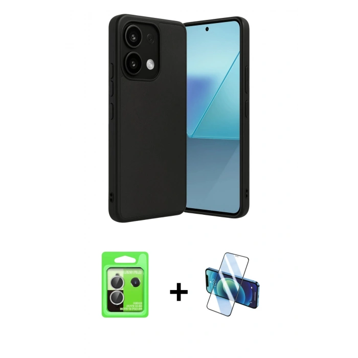 MARSİLYAN™- Redmi Note 13 Pro 5G Kılıf Kıvılcım Işık Serisi - Siyah 3D Antistatik Seramik Nano Ekran Koruyucu + Raze Metal Kamera Lens - GS
