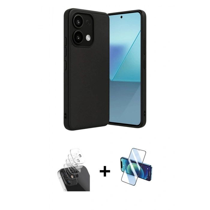 MARSİLYAN™- Redmi Note 13 Pro 5G Kılıf Kıvılcım Işık Serisi - Siyah 3D Antistatik Seramik Nano Ekran Koruyucu + Kamera Lens Koruma Cam - SF