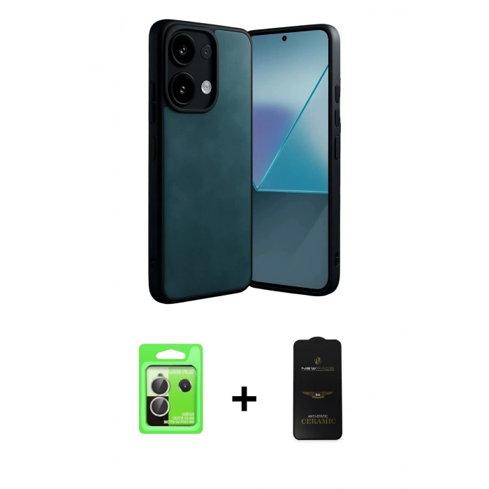 MARSİLYAN™- Redmi Note 13 Pro 5G Kılıf Kıvılcım Işık Serisi - Siyah 6D Antistatik Mat Seramik Hayalet Nano Ekran Koruyucu + Raze Metal Kamera Lens - GS