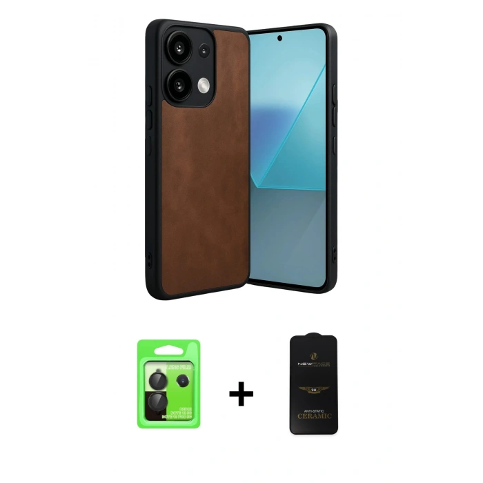 MARSİLYAN™- Redmi Note 13 Pro 5G Kılıf Kıvılcım Işık Serisi - Siyah 6D Antistatik Mat Seramik Hayalet Nano Ekran Koruyucu + Raze Metal Kamera Lens - SH