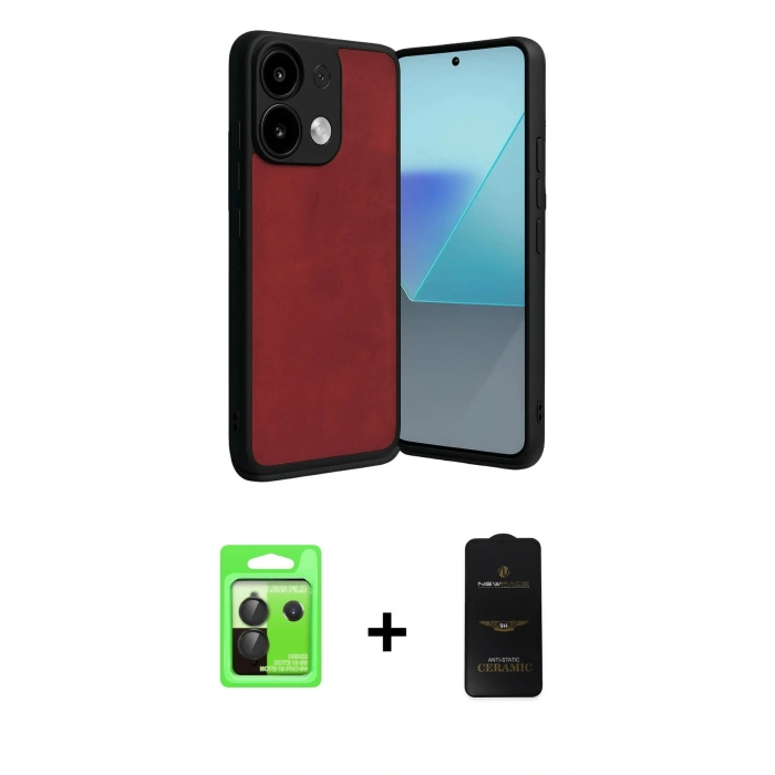 MARSİLYAN™- Redmi Note 13 Pro 5G Kılıf Kıvılcım Işık Serisi - Siyah 6D Antistatik Mat Seramik Hayalet Nano Ekran Koruyucu + Raze Metal Kamera Lens - SH
