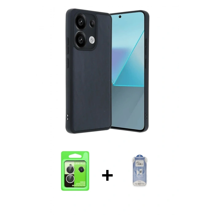 MARSİLYAN™- Redmi Note 13 Pro 5G Kılıf Kıvılcım Işık Serisi - Siyah Joko Magic 5D Cam + Raze Metal Kamera Lens - GS