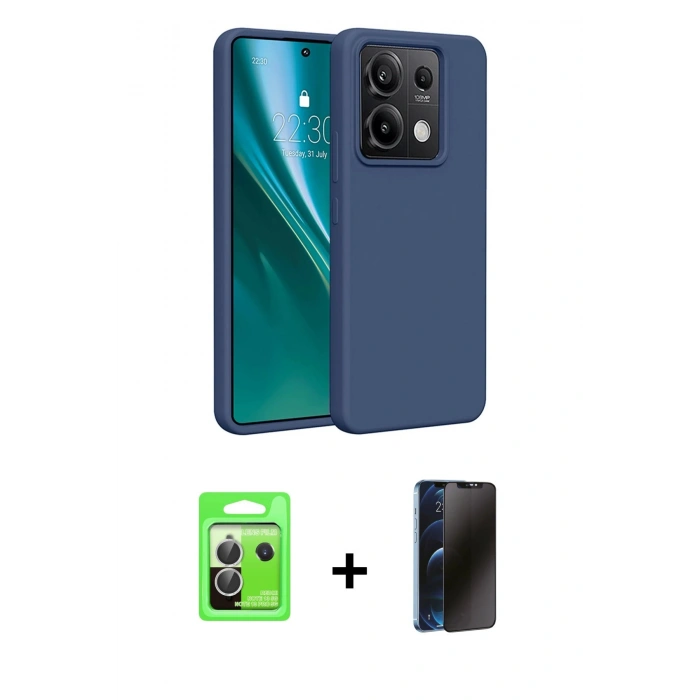 MARSİLYAN™- Redmi Note 13 Pro 5G Kılıf Kozmos Yansıma Özel Seri - Siyah 3D Antistatik Hayalet Cam Ekran Koruyucu + Gümüş Raze Metal Kamera Lens
