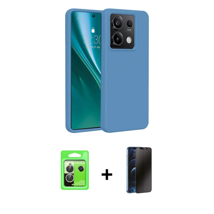 MARSİLYAN™- Redmi Note 13 Pro 5G Kılıf Kozmos Yansıma Özel Seri - Siyah 3D Antistatik Hayalet Cam Ekran Koruyucu + Gümüş Raze Metal Kamera Lens