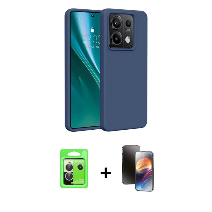 MARSİLYAN™- Redmi Note 13 Pro 5G Kılıf Kozmos Yansıma Özel Seri - Siyah 3D Antistatik Mat Seramik Nano Ekran Koruyucu + Raze Metal Kamera Lens - GS