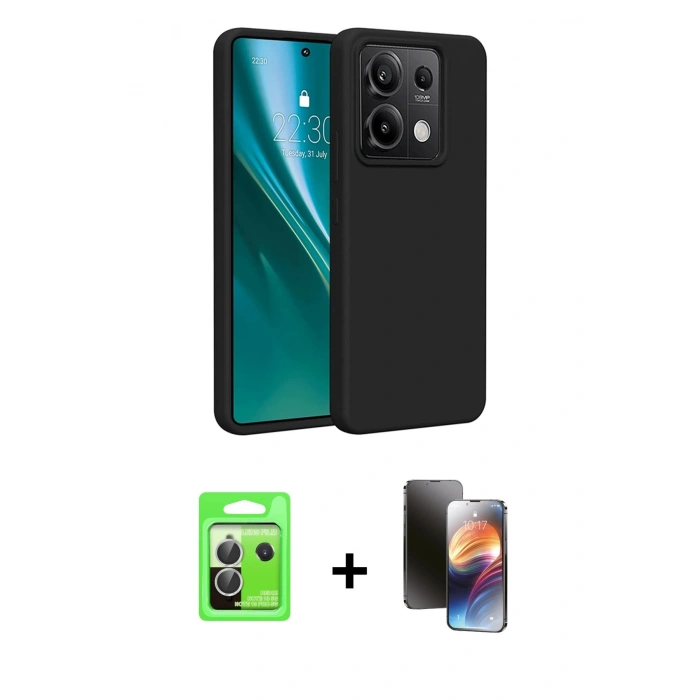 MARSİLYAN™- Redmi Note 13 Pro 5G Kılıf Kozmos Yansıma Özel Seri - Siyah 3D Antistatik Mat Seramik Nano Ekran Koruyucu + Raze Metal Kamera Lens - GS