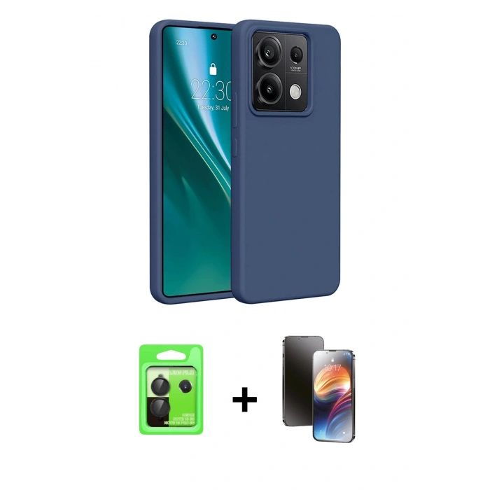 MARSİLYAN™- Redmi Note 13 Pro 5G Kılıf Kozmos Yansıma Özel Seri - Siyah 3D Antistatik Mat Seramik Nano Ekran Koruyucu + Raze Metal Kamera Lens - SH