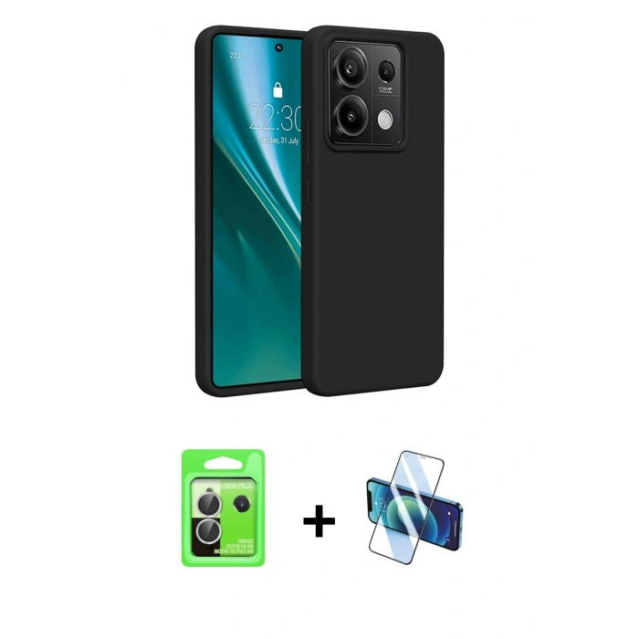 MARSİLYAN™- Redmi Note 13 Pro 5G Kılıf Kozmos Yansıma Özel Seri - Siyah 3D Antistatik Seramik Nano Ekran Koruyucu + Raze Metal Kamera Lens - GS