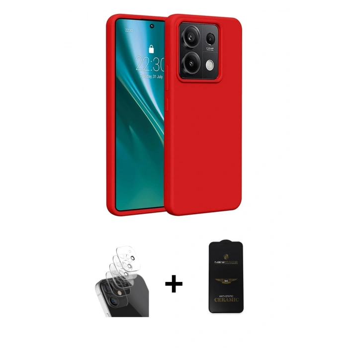 MARSİLYAN™- Redmi Note 13 Pro 5G Kılıf Kozmos Yansıma Özel Seri - Siyah 6D Antistatik Mat Seramik Hayalet Nano Ekran Koruyucu + Kamera Lens Koruma Cam - SF