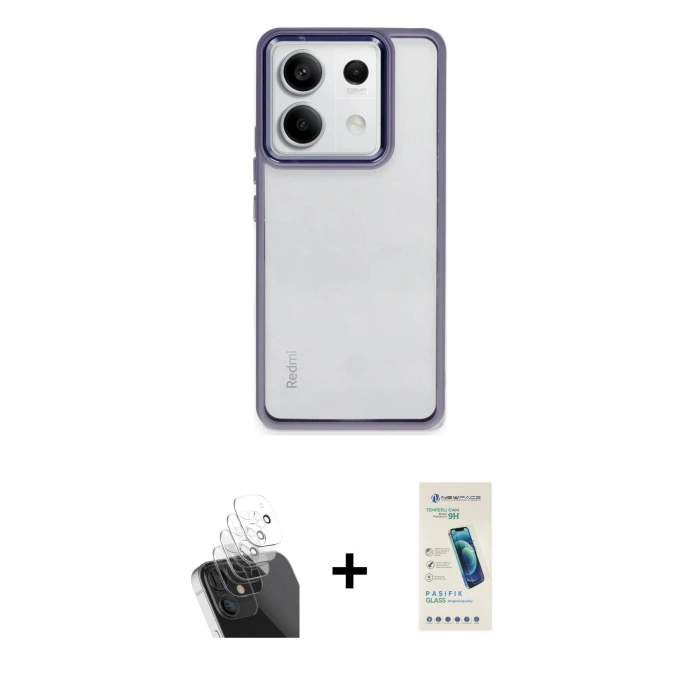MARSİLYAN™- Redmi Note 13 Pro 5G Kılıf Nova Işık Serisi - Şeffaf Pasifik Cam Ekran Koruyucu + Kamera Lens Koruma Cam - SF