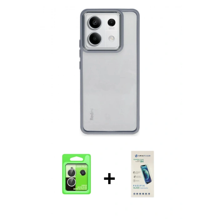 MARSİLYAN™- Redmi Note 13 Pro 5G Kılıf Nova Işık Serisi - Şeffaf Pasifik Cam Ekran Koruyucu + Raze Metal Kamera Lens - GS