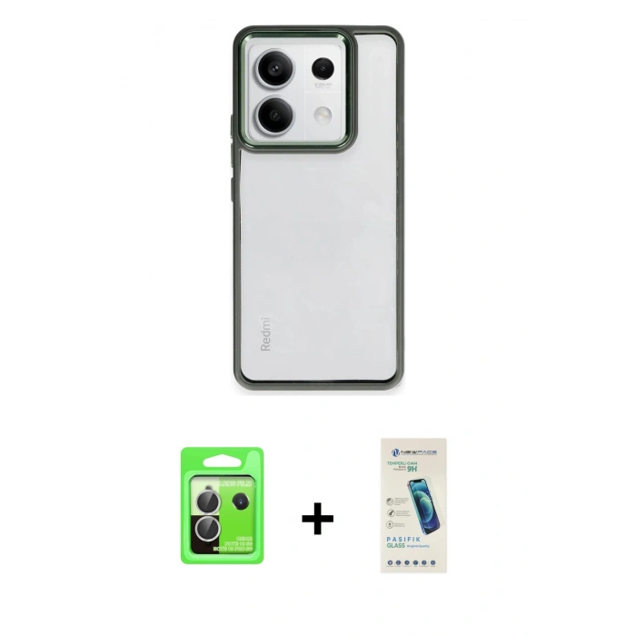 MARSİLYAN™- Redmi Note 13 Pro 5G Kılıf Nova Işık Serisi - Şeffaf Pasifik Cam Ekran Koruyucu + Raze Metal Kamera Lens - GS
