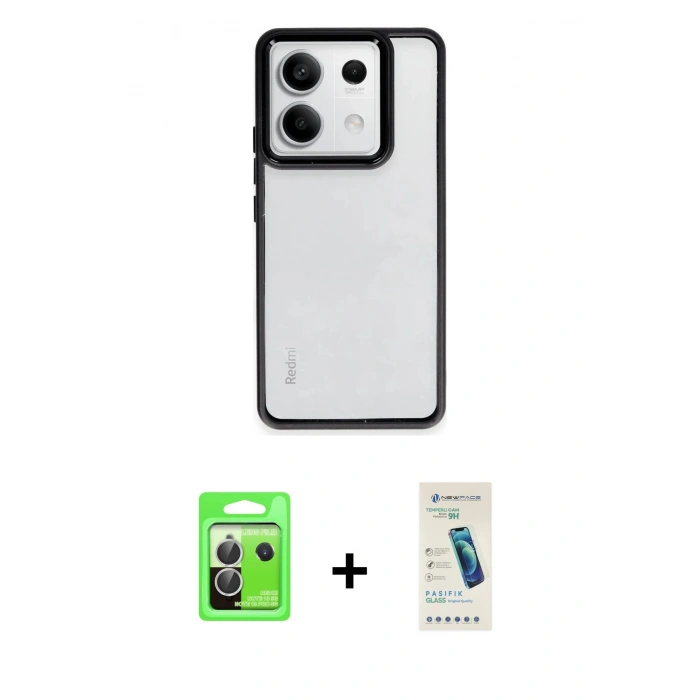 MARSİLYAN™- Redmi Note 13 Pro 5G Kılıf Nova Işık Serisi - Şeffaf Pasifik Cam Ekran Koruyucu + Raze Metal Kamera Lens - GS