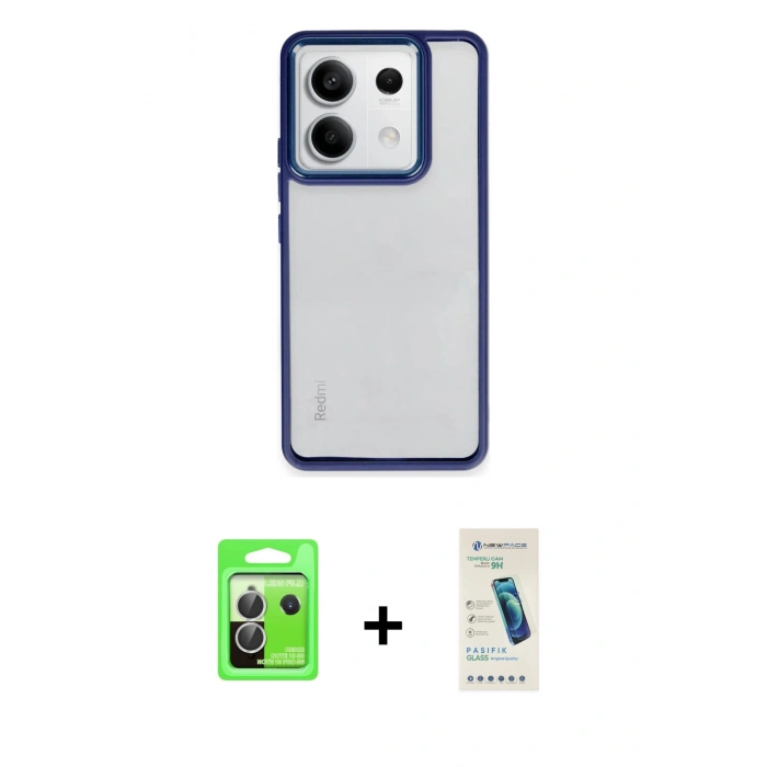MARSİLYAN™- Redmi Note 13 Pro 5G Kılıf Nova Işık Serisi - Şeffaf Pasifik Cam Ekran Koruyucu + Raze Metal Kamera Lens - GS
