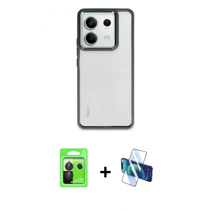 MARSİLYAN™- Redmi Note 13 Pro 5G Kılıf Nova Işık Serisi - Siyah 3D Antistatik Cam Ekran Koruyucu + Raze Metal Kamera Lens - SH