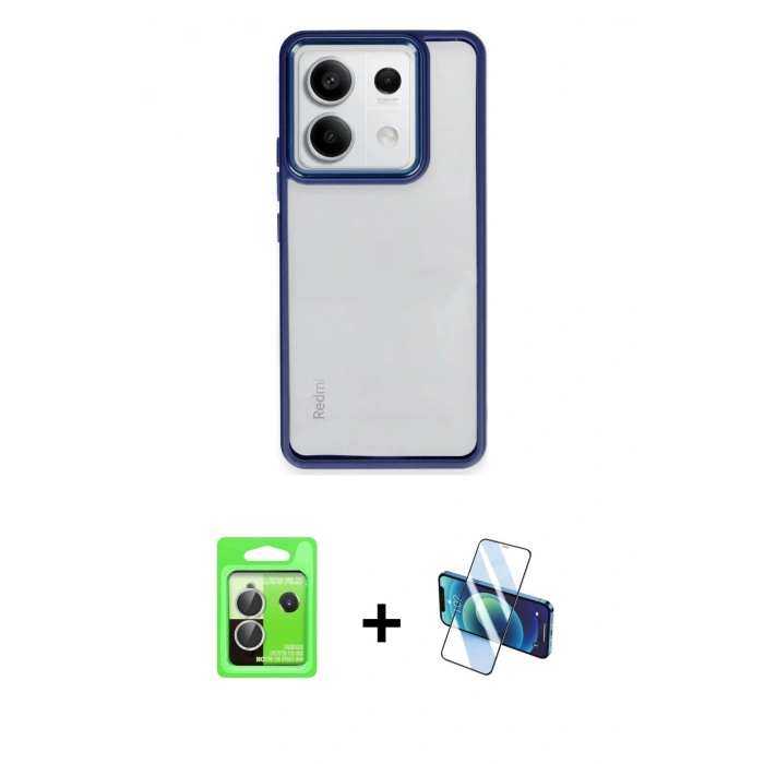 MARSİLYAN™- Redmi Note 13 Pro 5G Kılıf Nova Işık Serisi - Siyah 3D Antistatik Cam Ekran Koruyucu + Raze Metal Kamera Lens - GS