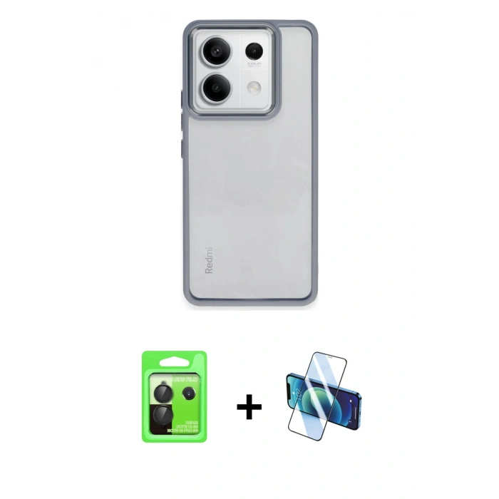 MARSİLYAN™- Redmi Note 13 Pro 5G Kılıf Nova Işık Serisi - Siyah 3D Antistatik Cam Ekran Koruyucu + Raze Metal Kamera Lens - SH