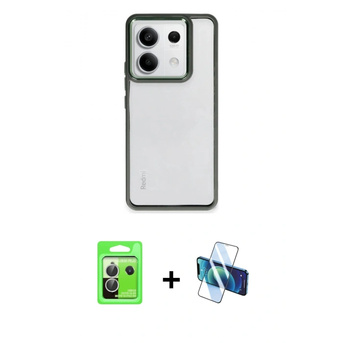 MARSİLYAN™- Redmi Note 13 Pro 5G Kılıf Nova Işık Serisi - Siyah 3D Antistatik Cam Ekran Koruyucu + Raze Metal Kamera Lens - GS