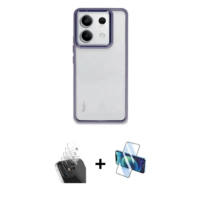 MARSİLYAN™- Redmi Note 13 Pro 5G Kılıf Nova Işık Serisi - Siyah 3D Antistatik Cam Ekran Koruyucu + Şeffaf Kamera Lens Koruma Cam