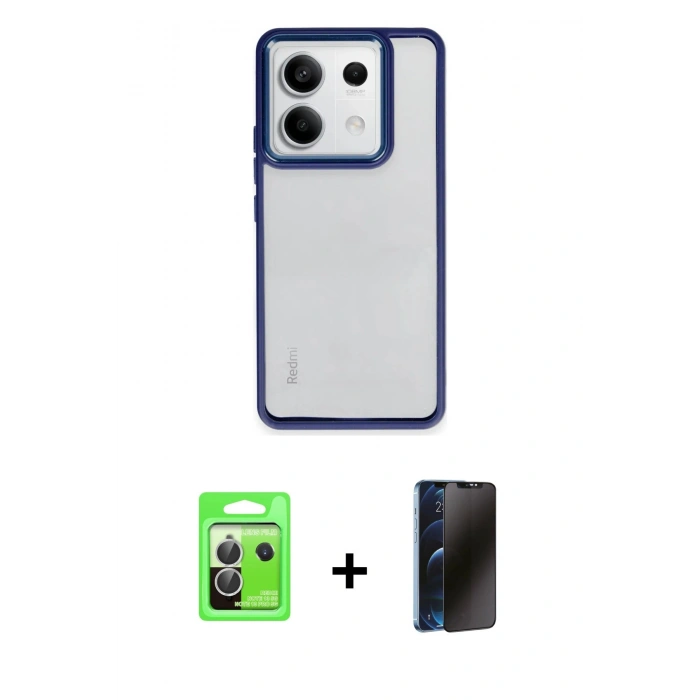 MARSİLYAN™- Redmi Note 13 Pro 5G Kılıf Nova Işık Serisi - Siyah 3D Antistatik Hayalet Cam Ekran Koruyucu + Raze Metal Kamera Lens - GS