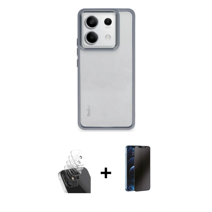 MARSİLYAN™- Redmi Note 13 Pro 5G Kılıf Nova Işık Serisi - Siyah 3D Antistatik Hayalet Cam Ekran Koruyucu + Şeffaf Kamera Lens Koruma Cam