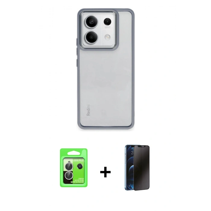 MARSİLYAN™- Redmi Note 13 Pro 5G Kılıf Nova Işık Serisi - Siyah 3D Antistatik Hayalet Cam Ekran Koruyucu + Raze Metal Kamera Lens - GS