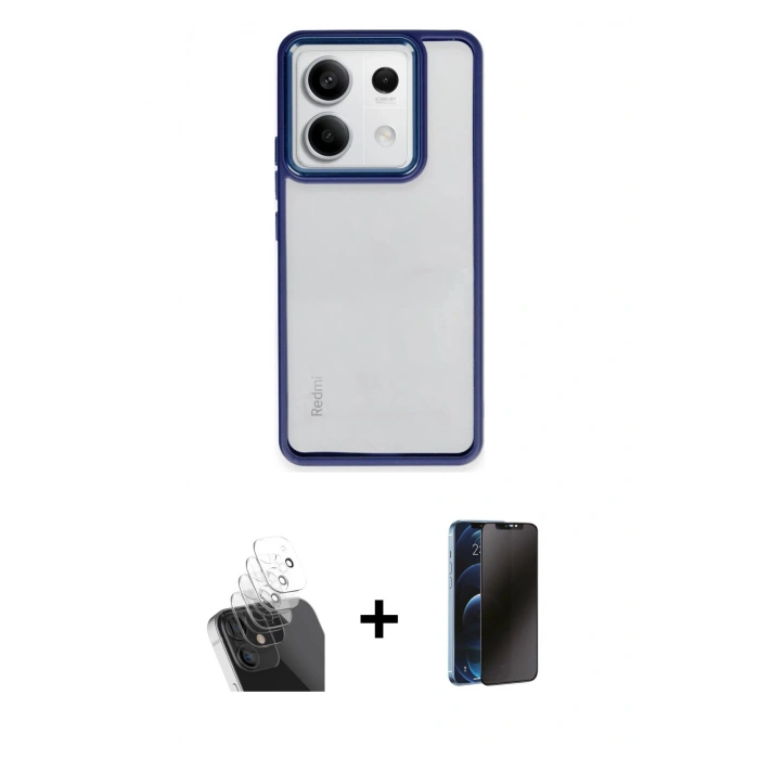 MARSİLYAN™- Redmi Note 13 Pro 5G Kılıf Nova Işık Serisi - Siyah 3D Antistatik Hayalet Cam Ekran Koruyucu + Şeffaf Kamera Lens Koruma Cam
