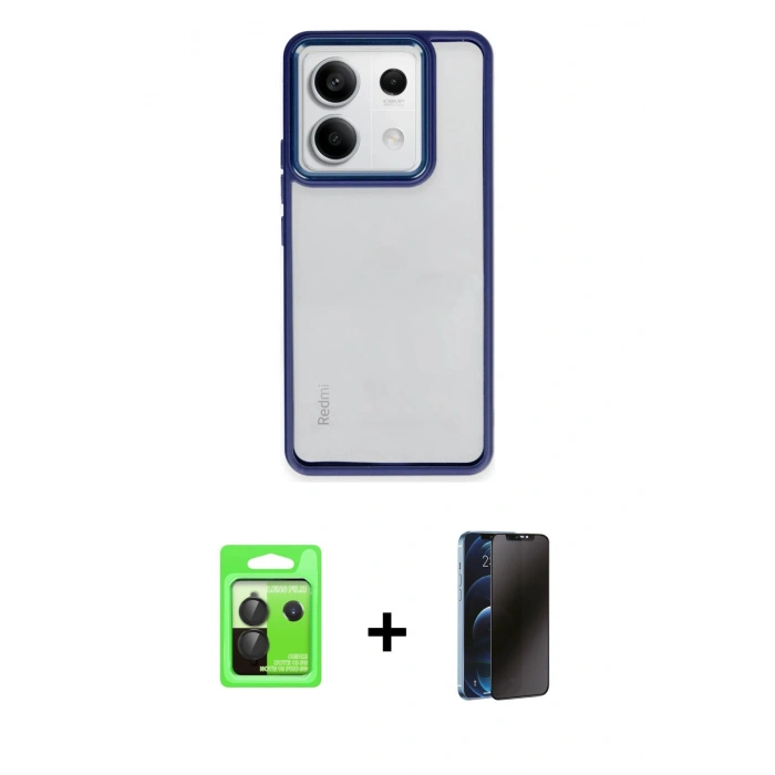 MARSİLYAN™- Redmi Note 13 Pro 5G Kılıf Nova Işık Serisi - Siyah 3D Antistatik Hayalet Cam Ekran Koruyucu + Raze Metal Kamera Lens - SH