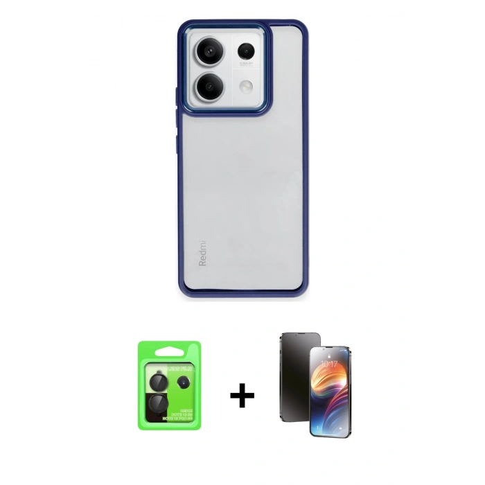 MARSİLYAN™- Redmi Note 13 Pro 5G Kılıf Nova Işık Serisi - Siyah 3D Antistatik Mat Seramik Nano Ekran Koruyucu + Raze Metal Kamera Lens - SH