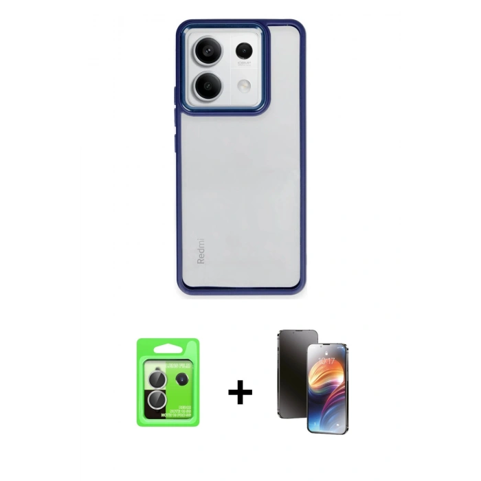 MARSİLYAN™- Redmi Note 13 Pro 5G Kılıf Nova Işık Serisi - Siyah 3D Antistatik Mat Seramik Nano Ekran Koruyucu + Raze Metal Kamera Lens - GS