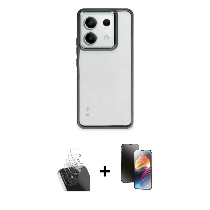 MARSİLYAN™- Redmi Note 13 Pro 5G Kılıf Nova Işık Serisi - Siyah 3D Antistatik Mat Seramik Nano Ekran Koruyucu + Kamera Lens Koruma Cam - SF