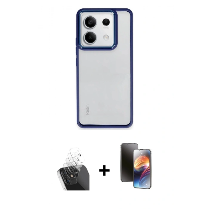 MARSİLYAN™- Redmi Note 13 Pro 5G Kılıf Nova Işık Serisi - Siyah 3D Antistatik Mat Seramik Nano Ekran Koruyucu + Kamera Lens Koruma Cam - SF