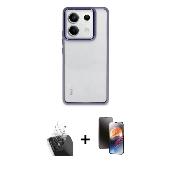 MARSİLYAN™- Redmi Note 13 Pro 5G Kılıf Nova Işık Serisi - Siyah 3D Antistatik Mat Seramik Nano Ekran Koruyucu + Kamera Lens Koruma Cam - SF