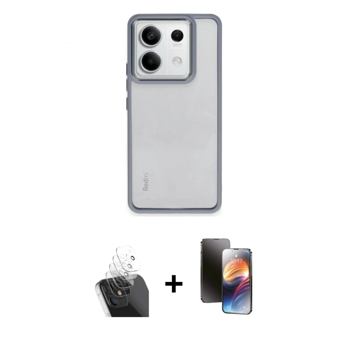 MARSİLYAN™- Redmi Note 13 Pro 5G Kılıf Nova Işık Serisi - Siyah 3D Antistatik Mat Seramik Nano Ekran Koruyucu + Kamera Lens Koruma Cam - SF