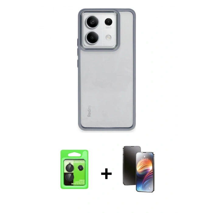 MARSİLYAN™- Redmi Note 13 Pro 5G Kılıf Nova Işık Serisi - Siyah 3D Antistatik Mat Seramik Nano Ekran Koruyucu + Raze Metal Kamera Lens - SH