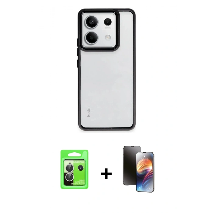 MARSİLYAN™- Redmi Note 13 Pro 5G Kılıf Nova Işık Serisi - Siyah 3D Antistatik Mat Seramik Nano Ekran Koruyucu + Raze Metal Kamera Lens - GS