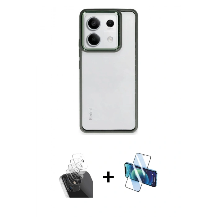 MARSİLYAN™- Redmi Note 13 Pro 5G Kılıf Nova Işık Serisi - Siyah 3D Antistatik Seramik Nano Ekran Koruyucu + Kamera Lens Koruma Cam - SF