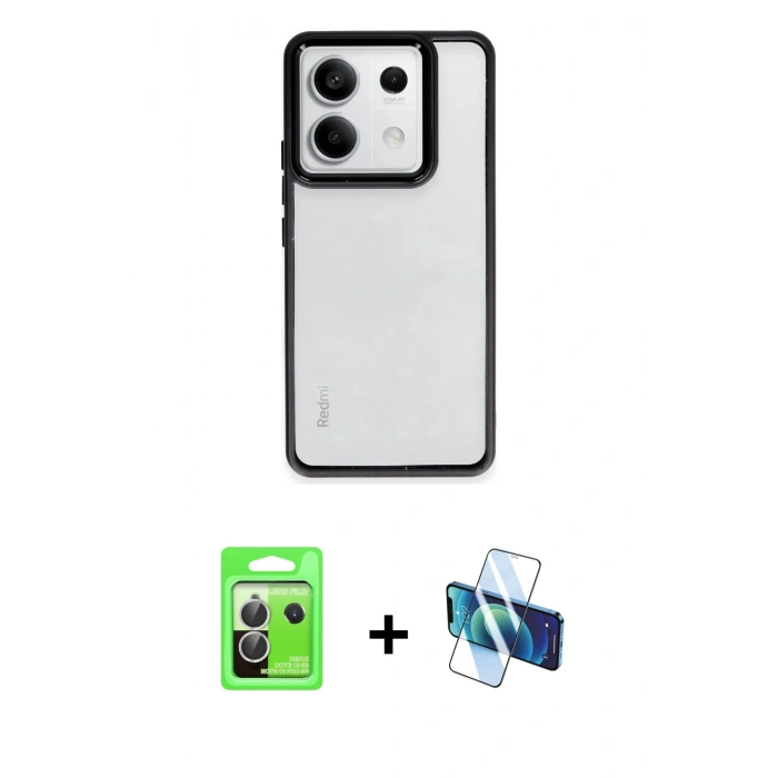 MARSİLYAN™- Redmi Note 13 Pro 5G Kılıf Nova Işık Serisi - Siyah 3D Antistatik Seramik Nano Ekran Koruyucu + Raze Metal Kamera Lens - GS