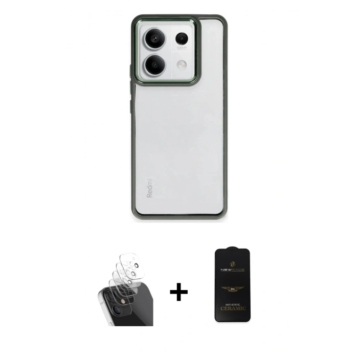 MARSİLYAN™- Redmi Note 13 Pro 5G Kılıf Nova Işık Serisi - Siyah 6D Antistatik Mat Seramik Hayalet Nano Ekran Koruyucu + Kamera Lens Koruma Cam - SF