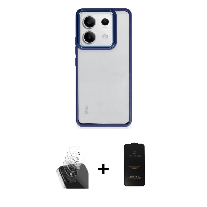 MARSİLYAN™- Redmi Note 13 Pro 5G Kılıf Nova Işık Serisi - Siyah 6D Antistatik Mat Seramik Hayalet Nano Ekran Koruyucu + Kamera Lens Koruma Cam - SF