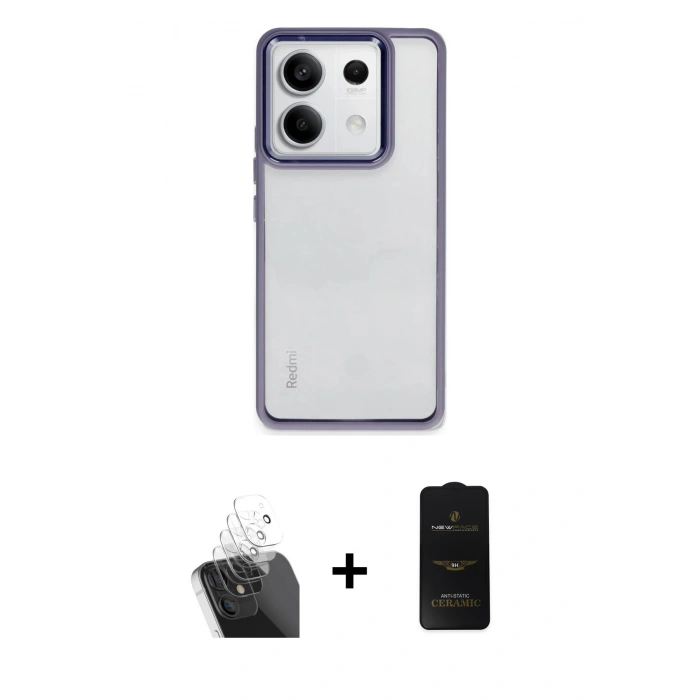 MARSİLYAN™- Redmi Note 13 Pro 5G Kılıf Nova Işık Serisi - Siyah 6D Antistatik Mat Seramik Hayalet Nano Ekran Koruyucu + Kamera Lens Koruma Cam - SF