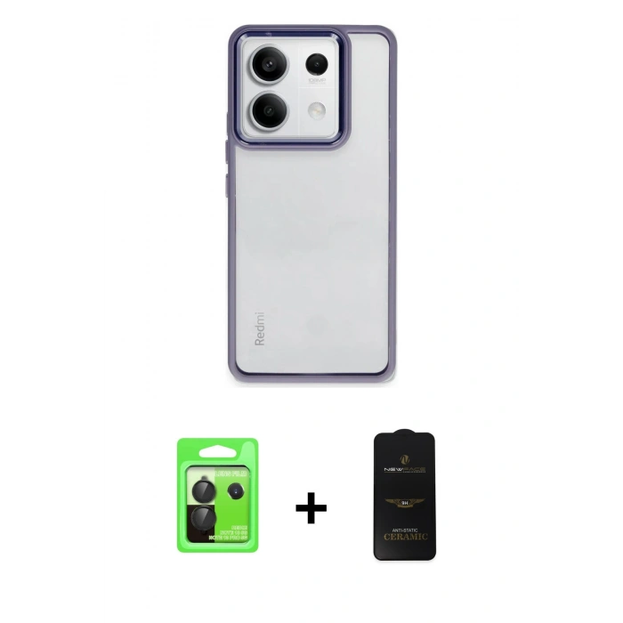 MARSİLYAN™- Redmi Note 13 Pro 5G Kılıf Nova Işık Serisi - Siyah 6D Antistatik Mat Seramik Hayalet Nano Ekran Koruyucu + Raze Metal Kamera Lens - SH
