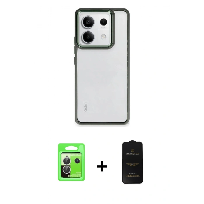 MARSİLYAN™- Redmi Note 13 Pro 5G Kılıf Nova Işık Serisi - Siyah 6D Antistatik Mat Seramik Hayalet Nano Ekran Koruyucu + Raze Metal Kamera Lens - GS