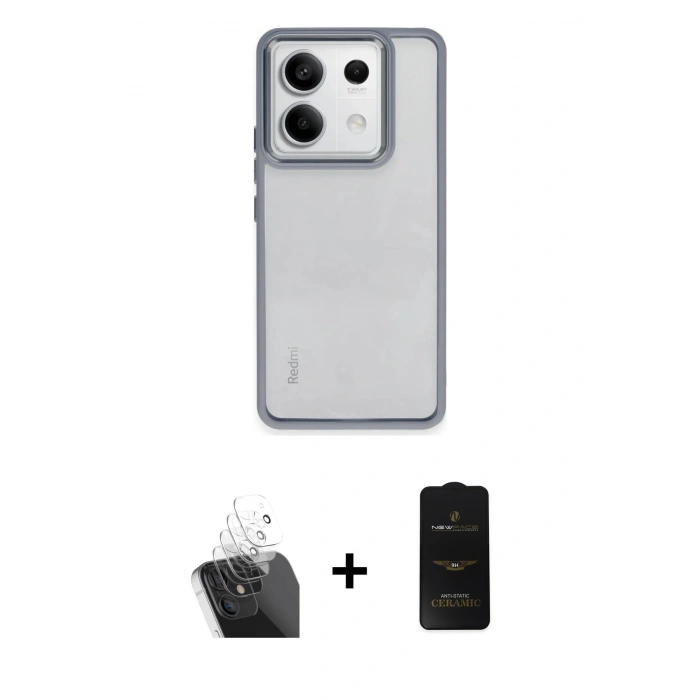 MARSİLYAN™- Redmi Note 13 Pro 5G Kılıf Nova Işık Serisi - Siyah 6D Antistatik Mat Seramik Hayalet Nano Ekran Koruyucu + Kamera Lens Koruma Cam - SF